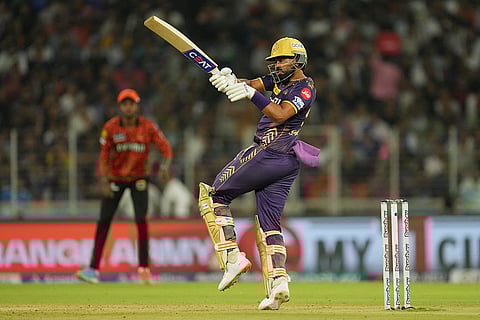 Shreyas Iyer plays a shot